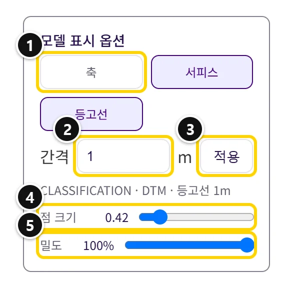 모델 표시 옵션 카드